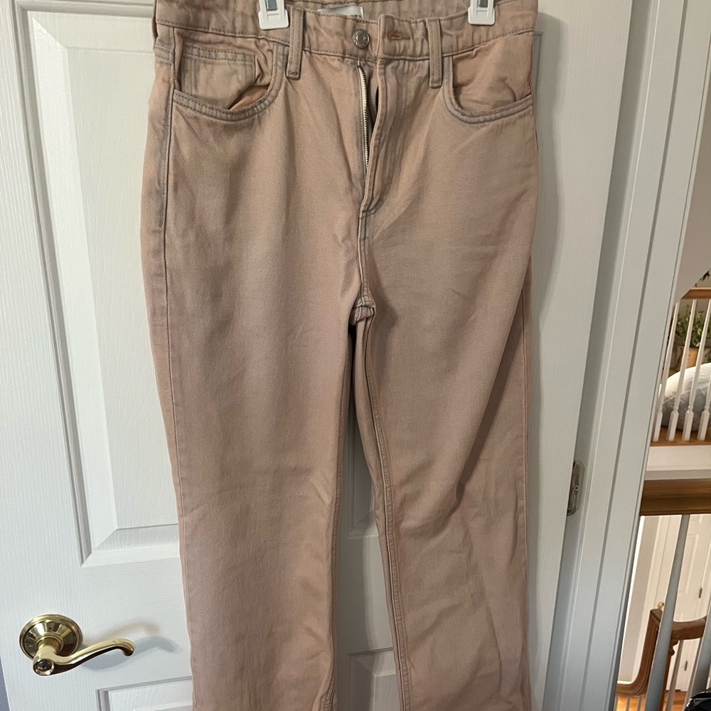 Zara pink jeans with blue at bottom